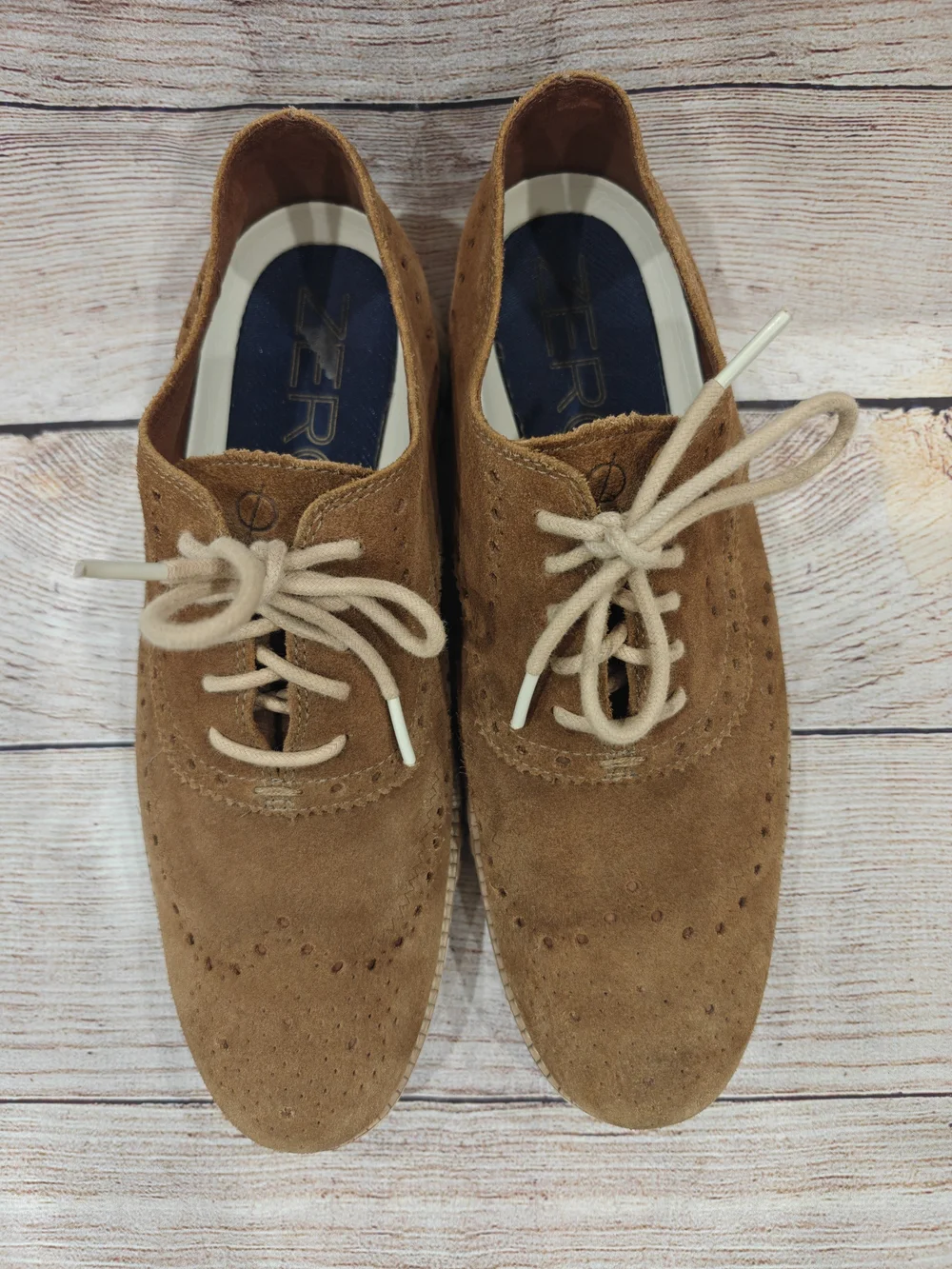 Cole Haan ZeroGrand Wingtip Oxfords Tan Suede Men's 9